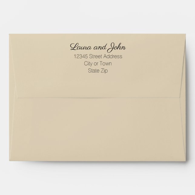 Beige Cream Custom Wedding Invitation 5x7 Envelope (Back (Top Flap))