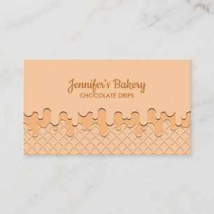 Beige Cream Dripping Wafer Business Card