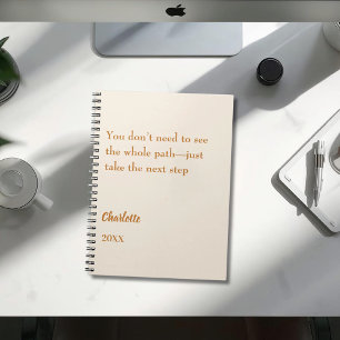 Beige cream inspirational goal quote notebook