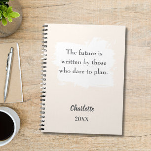 Beige cream inspirational quote notebook