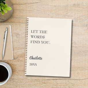 Beige cream inspirational quote writing notebook