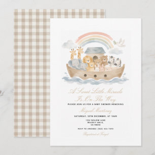 Beige Cream Noah's Ark Baby Shower Invitation