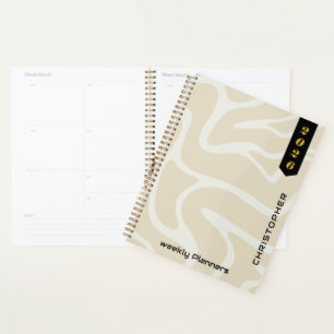 Beige Cream Organic Pattern with Custom Script Planner
