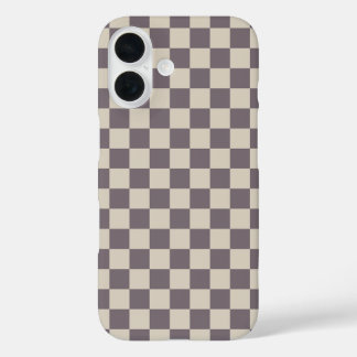 Beige Cream Patterns, Chequerboard Check Chequered iPhone 16 Case