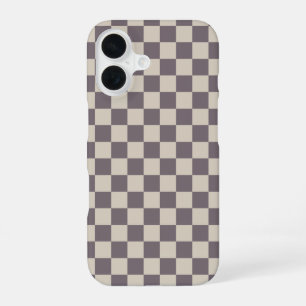 Beige Cream Patterns, Chequerboard Check Chequered iPhone 16 Case
