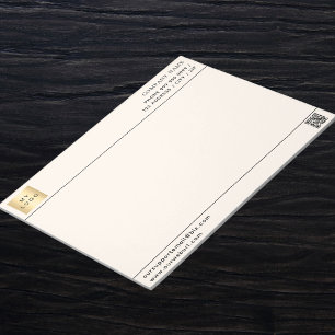 Beige cream QR code business logo letterhead Notepad