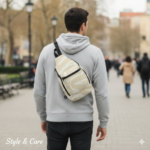 Beige Cream Simple Organic Pattern Sling Bag