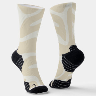 Beige Cream Simple Organic Pattern Socks