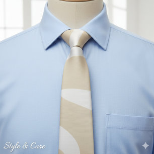Beige Cream Simple Organic Pattern Tie