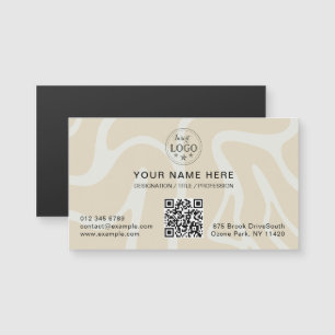 Beige Cream Simple Pattern Magnetic Business Card