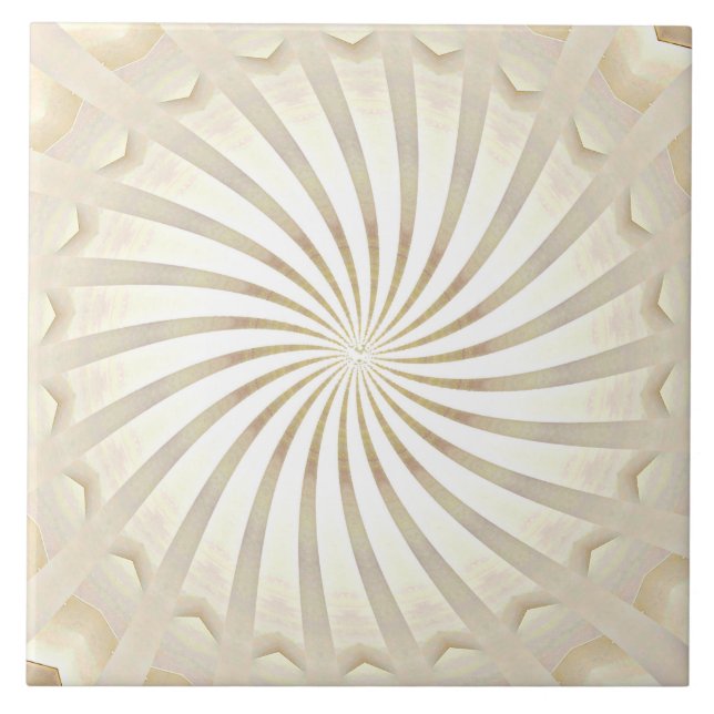 Beige Cream Swirl Ceramic Tile (Front)