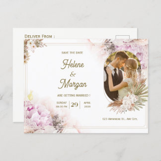 Beige Cream wedding invitation postcard