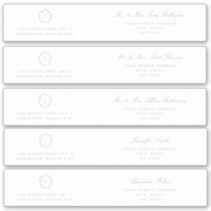 Beige Crest Guest Address Wrap Around Labels