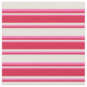 Beige, Crimson & Hot Pink Stripes/Lines Pattern Fabric