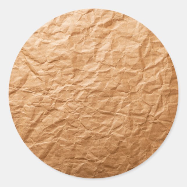 Beige Crumpled Paper Classic Round Sticker (Front)