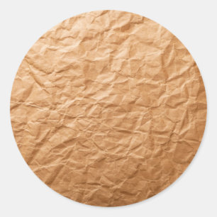 Beige Crumpled Paper Classic Round Sticker