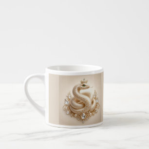 Beige Crystal Snake Crown Pendant Art Espresso Cup