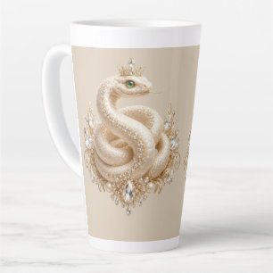 Beige Crystal Snake Crown Pendant Art Latte Mug