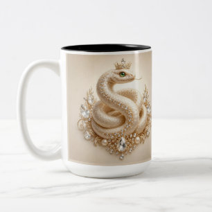 Beige Crystal Snake Crown Pendant Art Two-Tone Coffee Mug