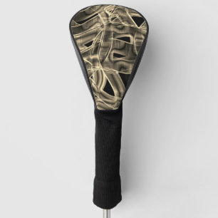 Beige curved ribbons, contrasted by embossed lines golf head cover