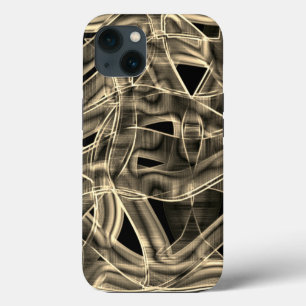 Beige curved ribbons, contrasted by embossed lines iPhone 13 case