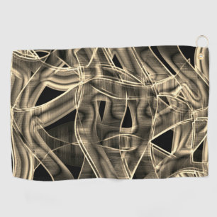 Beige curved ribbons, contrasted relief lines golf towel