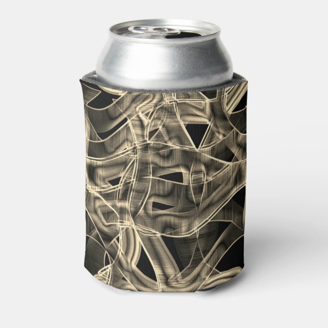 Beige curved ribbons, contrasting by embossed line can cooler (Can Back)