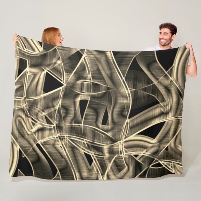 Beige curved ribbons, contrasting by embossed line fleece blanket (In Situ)