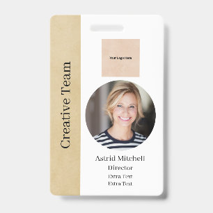 Beige Custom Company Modern Employee ID Badge