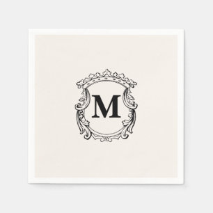 Beige Custom Monogram Crest Napkin