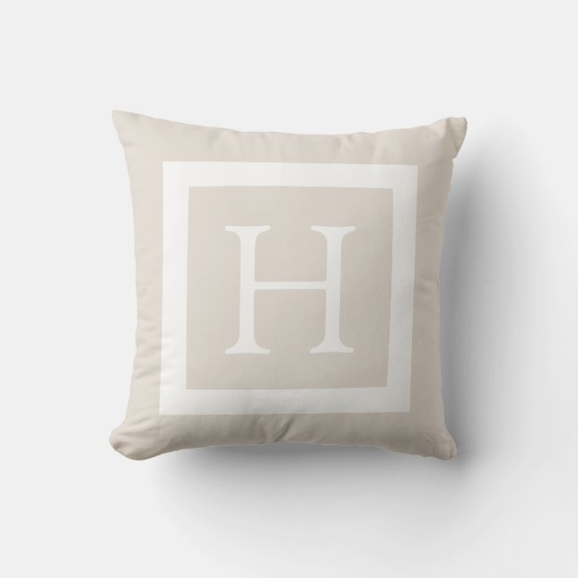 Beige Custom Monogram Cushion (Front)