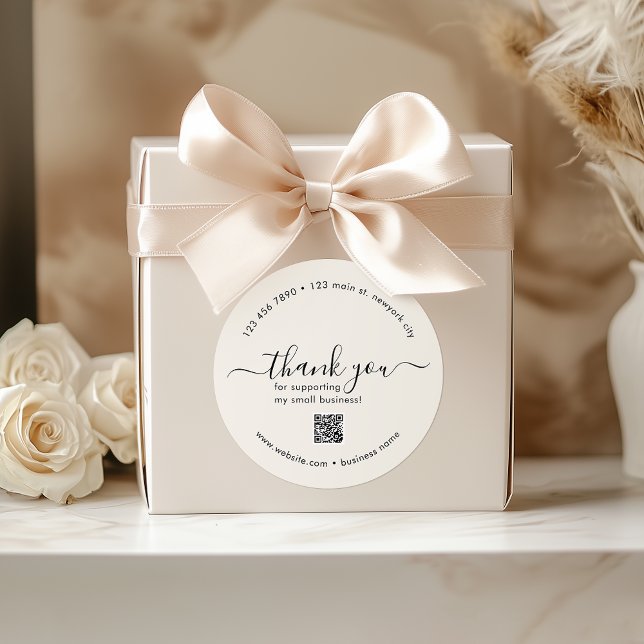 Beige Custom Thank You Stickers With QR Code (Beige Custom Thank You Stickers With QR Code)