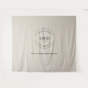 Beige Customisable backdrop Company Logo website Tapestry