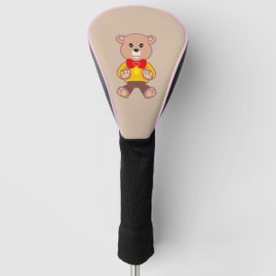 Beige Cute Bowtie Teddy Bear Golf Head Cover
