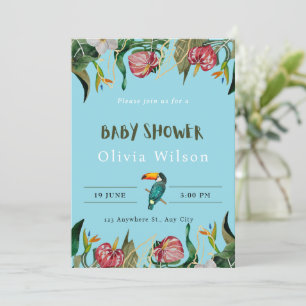 Beige Cute Floral Baby Shower Invitation