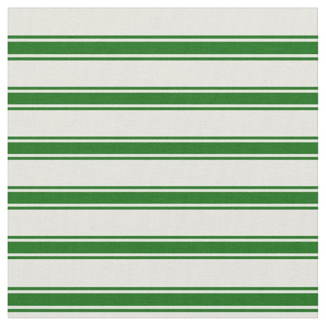Beige & Dark Green Lines Pattern Fabric (Close Up)