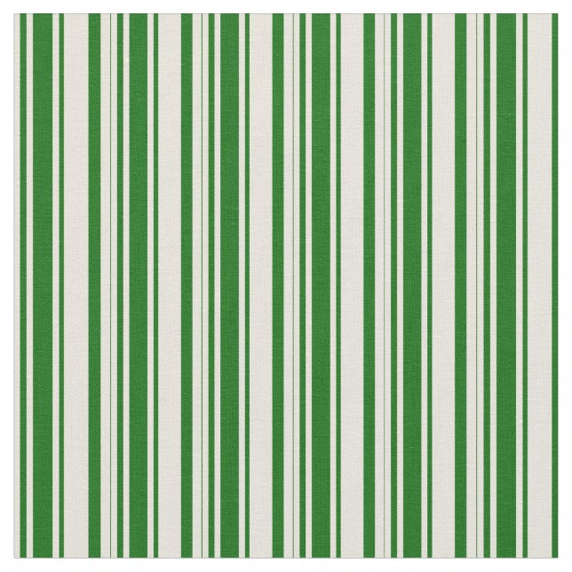 Beige & Dark Green Pattern of Stripes Fabric (Close Up)