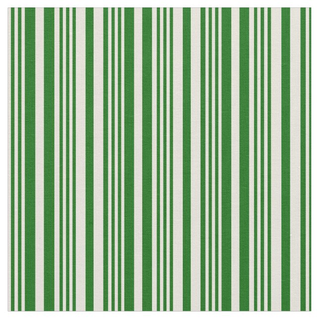 Beige & Dark Green Striped Pattern Fabric (Close Up)