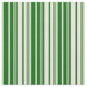 Beige & Dark Green Stripes Pattern Fabric