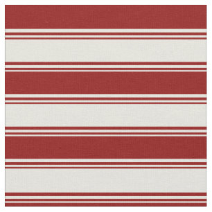 Beige & Dark Red Coloured Striped Pattern Fabric