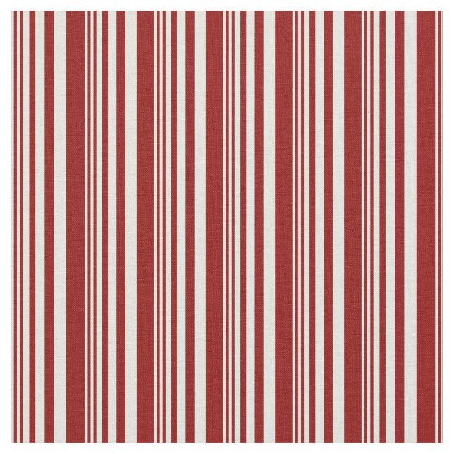 Beige & Dark Red Coloured Stripes/Lines Pattern Fabric (Close Up)