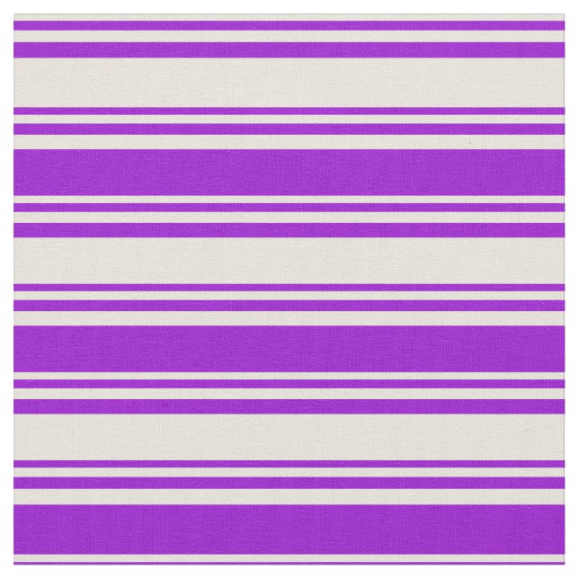 Beige & Dark Violet Coloured Stripes Fabric (Close Up)