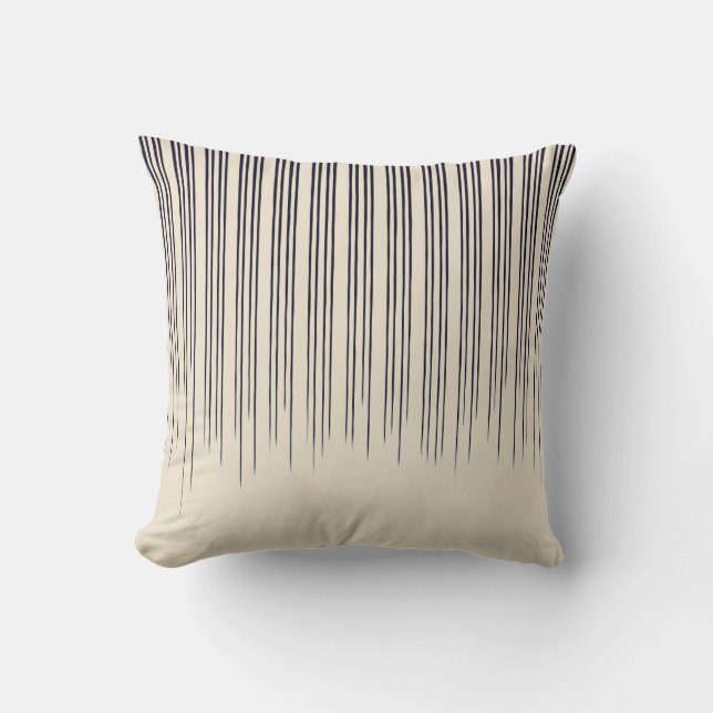 Beige/Deep Blue Stylish Stripe Pattern Cushion (Front)