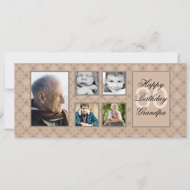 Beige Diamonds Multi-Photo Invitation (Front)