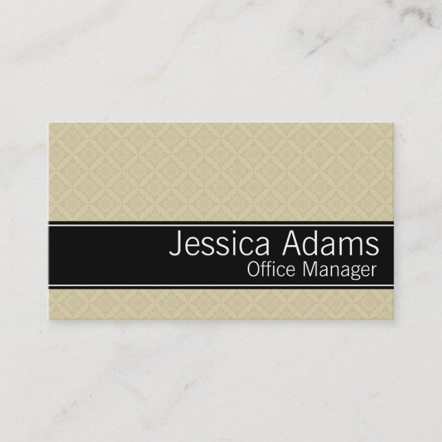 Beige Diamonds Pattern Modern Professional Business Card (Front)