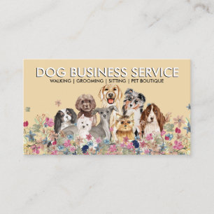 Beige Dog Grooming Walking Sitting Business Card