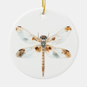 Beige dragonfly elegance minimalist nature design ceramic tree decoration