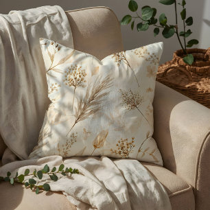 Beige Dried Flower Botanical Cushion