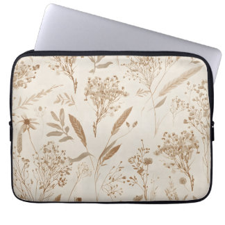 Beige Dried Flower Botanical Laptop Sleeve