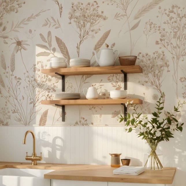 Beige Dried Flower Botanical Wallpaper (Creator Uploaded)